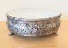 Vintage Studio Silversmiths Silver Plated Mirror Top Cake Stand Ornate Scrolling