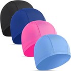 4 Pack Nylon Spandex Swim Caps For Women Men Stretch Fabric Pool Bathing Hat