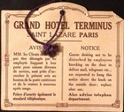Grand Hotel Terminus Paris France 1920s Do Not Disturb Sign Door Hanger