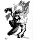 Dc Comics - Nightwing B w Sketch - Original Art Drawing 9 x12  By Dave Cole