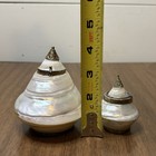 Antique Mother Of Pearl Shell Trinket Snuff Boxes Hinged Lids Set Of 2