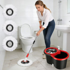 360   Spin Mop   Bucket Set W  3 Microfiber Heads  Stainless Steel Wringer