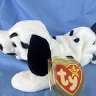 Ty Beanie Babies Dotty Dalmatian Plush Black   White Spotted W  Heart Tag