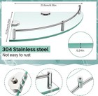 2 Pcs Corner Shower Shelf 2-tier Glass Corner Shelf Stainless Steel Wall Mounted