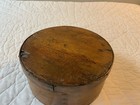 Antique Primitive Wood Pantry Box  7 7 8    Round  Nice Patina  Brown