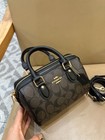 Coach Mini Rowan Crossbody Cw329 Signature Canvas Walnut Black Bag Outlet New