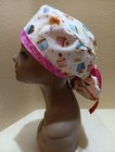 Cupcakes  tossed  Women s Ponytail Surgical Scrub Hat cap Handmade