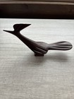 Vintage Roadrunner Figurine Mcm Hand Carved Wooden Sculpture  6 5   x3     Preowned