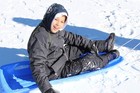 Flexible Adults And Kids Plastic Toboggan Snow Sled For Up To 2 Riders With Pull