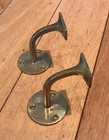 2x Vintage Brass Hand Rail Brackets Stair Old Handrail Pair Ref 77  x2 
