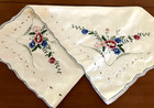 Lovely Floral Embroidered   Cut Work 34  Sq  Table Cloth - Excellent Condition