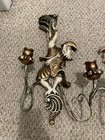 Vintage Hand Italian Monkey Man Wooden Candle Sconce Set Of Two