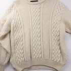 Murray Brothers Sweater Womens L Cream Wool Cableknit Fisherman Made In Scotland