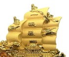 Feng Shui Golden Dragon Ship Sailing Boat Statue Home Office Decor Blessinggift 
