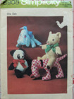 Simplicity 8908 Vintage Set Of Stuffed Toys Cut - Complete Dog  Panda  Bear Cute