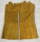 14  Split Leather Cowhide Gloves  Gray yellow  Work  Welding  Bbq  Fireplace