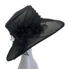Wide Brim Women s Black Floral Fascinator Lace Felt Derby Hat