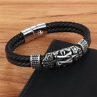 Wsesto Bracelet Black Leather Stainless Steel Magnetic Gift Idea Men s Bracelet