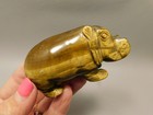 Hippopotamus Figurine Tiger-eye 3 Inch Animal Carving Totem  o373