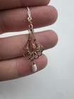 Antique Art Nouveau Lavalier 14k Yellow Gold Pearl And Diamond Pendant