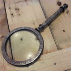Nautical Antique Brass Magnifying Glass Vintage Magnifier Handle Table Top Item