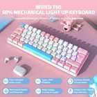 Mechanical Gaming Keyboard 60 Percent Tkl Blue Switch Rgb Pink White