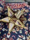 Vtg  Moravian Star Hanging Lantern Candle Holder Stained Glass 15   