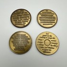 Lot Of 4 Alcoholics Anonymous Bronze Medallions Chip Coin Token Sobriety Sober