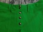 Vtg Gogo Shorts Mod Bright Green Snap Front Textured Poly 60 s 70 s Womens 9 10