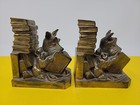 Vintage Cast Metal Scottie Scotty Dog Bookends Book Stack Reading Japan Rare 