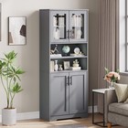 6-tier Wooden Bookcase Storage Cabinet Shelving Book Wide Bookshelf Adjustable 