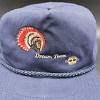 Vtg Santa Fe Railroad Zipback Dream Team Indian Logo Hat Blue Rope Embroidered 