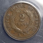 1872 Us Two Cent Piece Anacs F-12 Fine Slab Error Key Date Coin 2 Cents