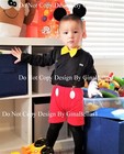 1st Birthday Outfit Mickey Short Bowtie Black Suspenders Mouse Ears 12- 24