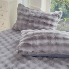Luxury 3pc Plush Bed Set   fluffy Rabbit Fur-like Fleece Fitted Sheet Pillow Cover