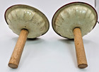 Vintage Tin Litho Spinning Tops Pair U s  Metal Toy Mfg Co Made In Usa