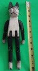 12  Folk Art Carved Wooden Cat Shelf Sitter W  Articulated Arms And Legs  