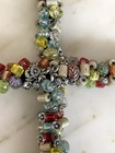 Vintage Cross Beads Craft Beaded Cross Hand Made Wall Decor Wire Wrap Religious