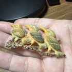 Vintage Celluloid Three Bird On Branch Brooch Plastic Made In Japan