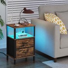 Led End Table With Charging Station  Nightstands Set Of 2   Bedside Table