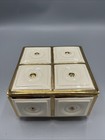 Brayton Mid Century Ceramic Box Brayton Laguna California Off White   Gold Box