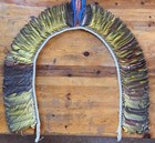 Vintage Kayapo Amazon Blue Macow Feather Ceremonial Headdress  Brazil