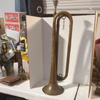 Vintage U s  Regulation Made In Usa Military Brass Bugle With Mouthpiece 