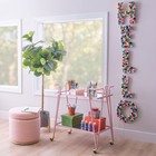 Mid-century Modern Iron Frame 2 Mirrored Glass Shelves Locking Wheels Bar Cart