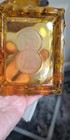 4 Vintage Fosteria Amber Glass Cigar cigarette Ashtray With Coin Impressions