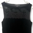 Vivienne Tam Black Velvet Sheath Dress Floral Embroidered Sleeveless Size 1