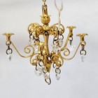 New Vintage Dollhouse Miniature Brass   Crystal 5 Arm Chandelier 1 12