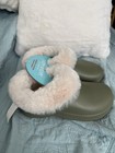 Everywear Technology Women s Faux Fur Lined Clog Slippers Green beige Us 6