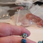 Blue White  Vintage Glass Hand Made Rondelle Trade Beads  9-9 9mm Jewelry Making