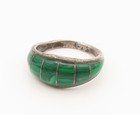 Navajo 925 Silver  Vintage Inlaid Malachite Dome Fashion Ring Sz 6  Rg26266